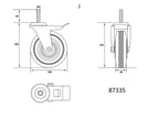 Stuurwiel 160MM Met Zwart Rubber, Rem En Schroefstang, Met Lagers