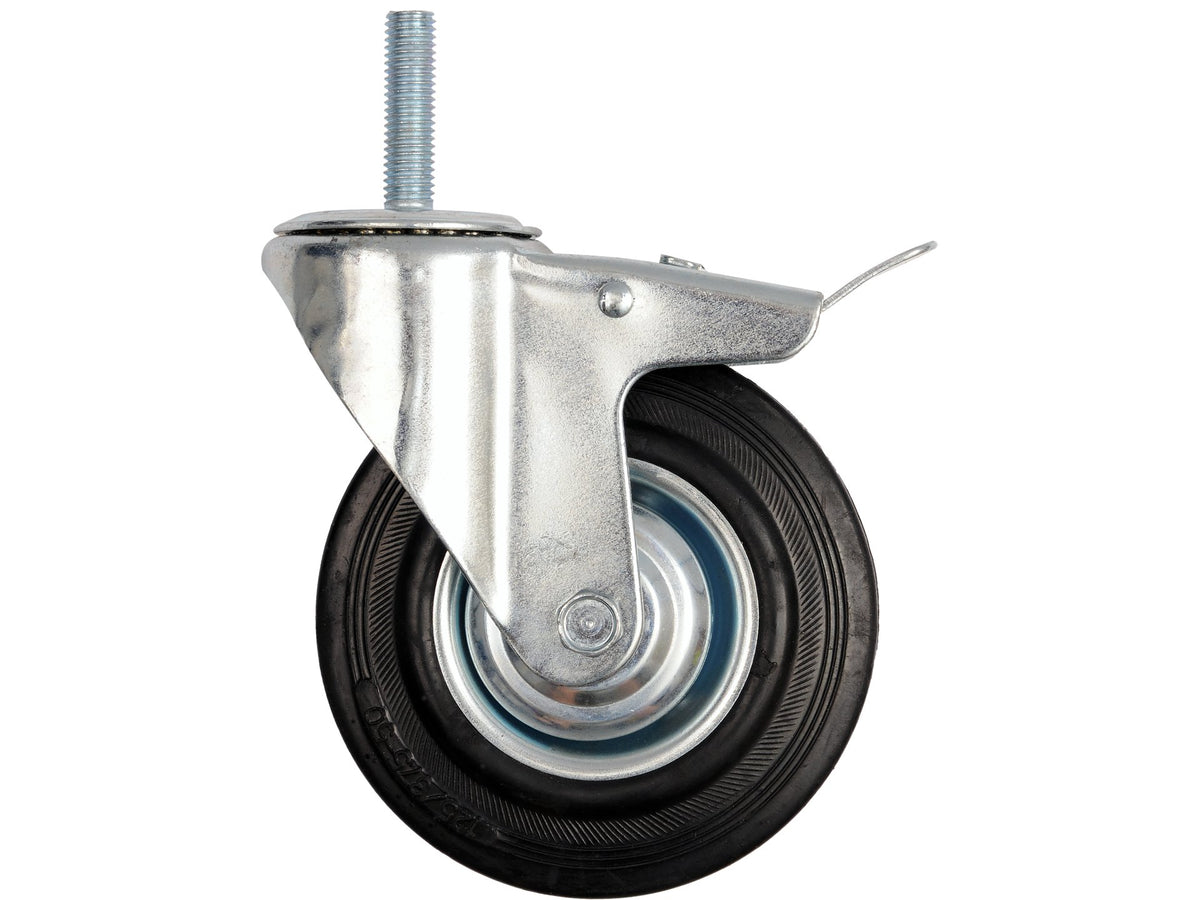 Stuurwiel 200MM Met Zwart Rubber, Rem En Schroefstang, Met Lagers
