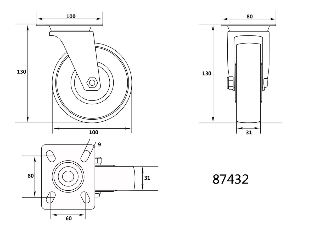 Polyamide Stuurwiel 100MM