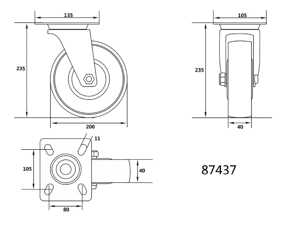 Polyamide Zwenkwiel 200MM