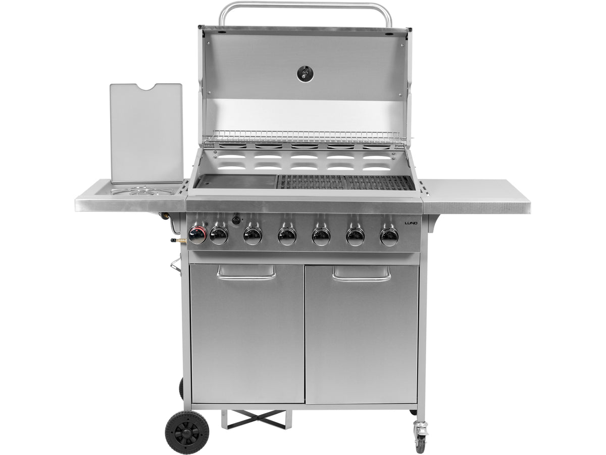Akka 6+1 Gasgrill, Gietijzeren Rooster, 18,2KW
