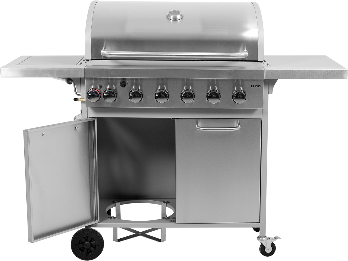 Akka 6+1 Gasgrill, Gietijzeren Rooster, 18,2KW