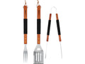 3-delige barbecueset, houten handvat