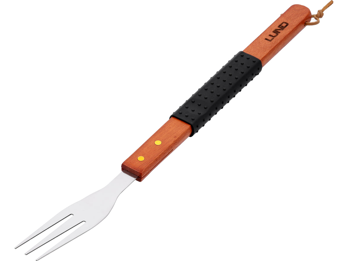 3-delige barbecueset, houten handvat