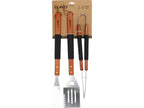 3-delige barbecueset, houten handvat