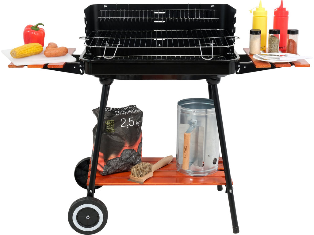 Houtskoolgrill Met Planken, Rooster 53X33CM