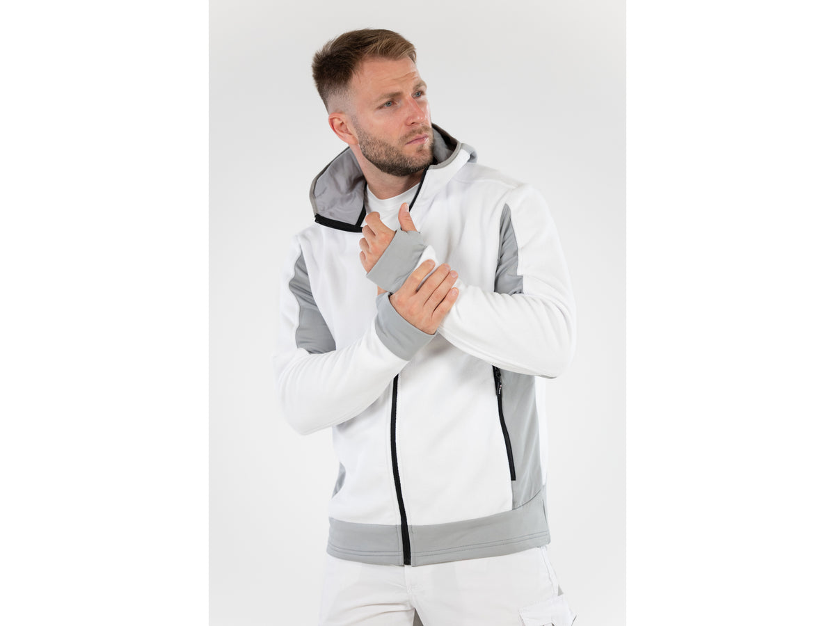 Witte Sarna-Fleece Met Capuchon. M