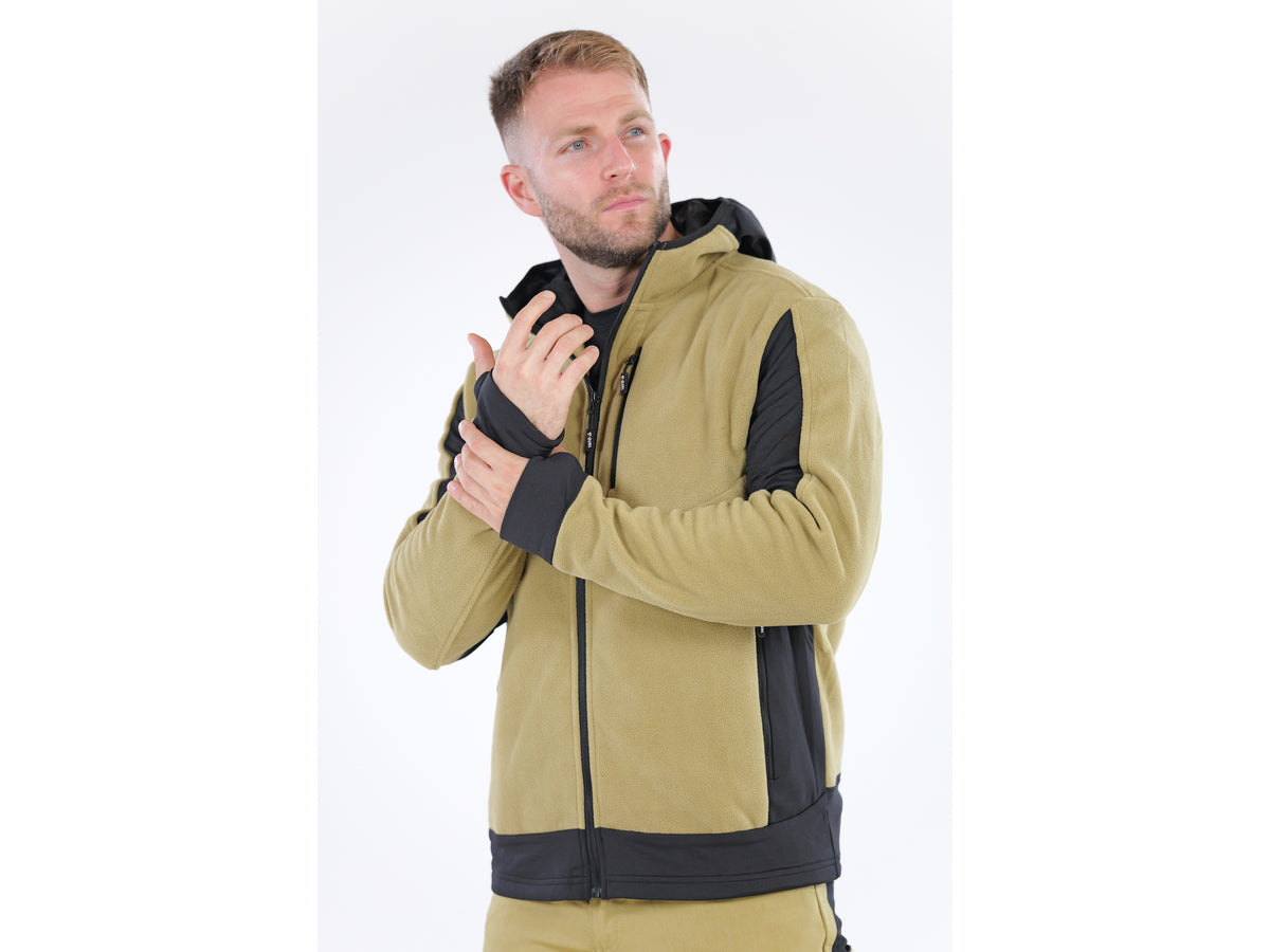 Khaki Sarna Fleece Met Capuchon. L