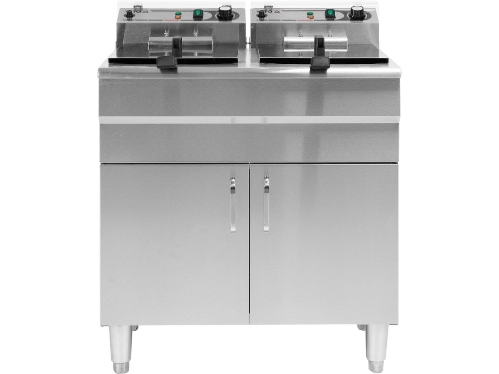 Dubbele Vrijstaande Elektrische Friteuse Met Kast 2X11,5L