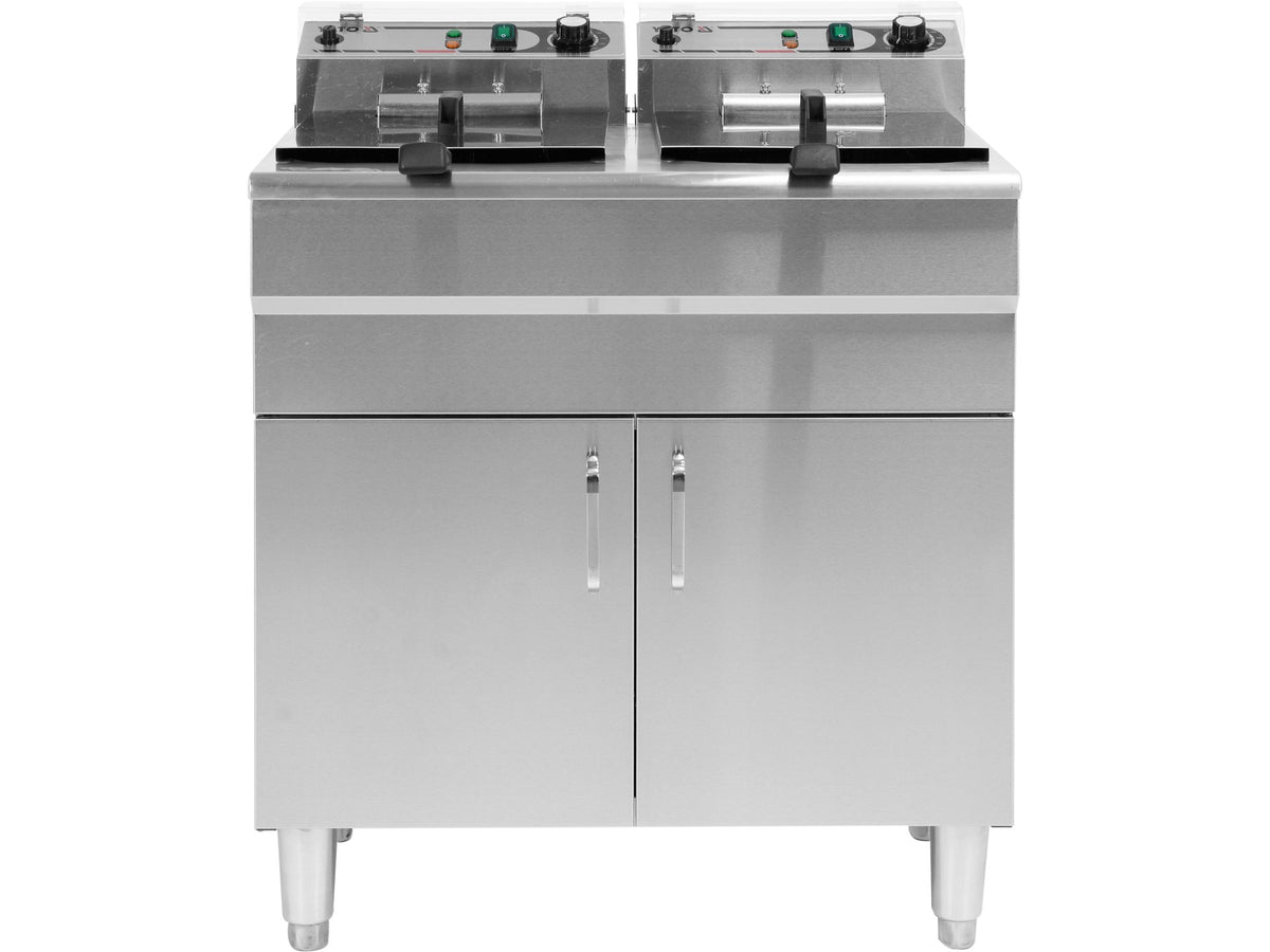 Dubbele Vrijstaande Elektrische Friteuse Met Kast 2X11,5L