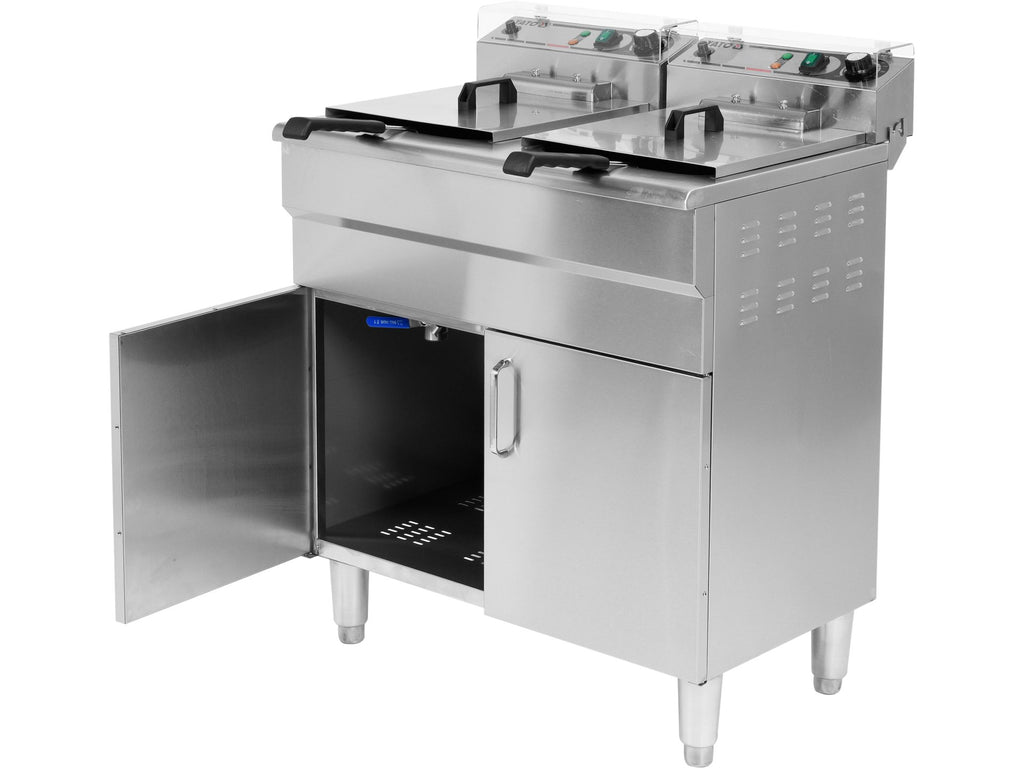 Dubbele Vrijstaande Elektrische Friteuse Met Kast 2X11,5L