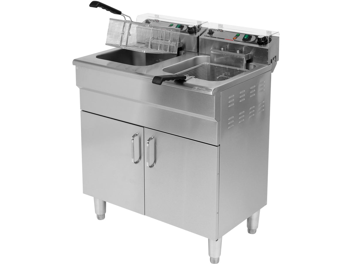 Dubbele Vrijstaande Elektrische Friteuse Met Kast 2X11,5L