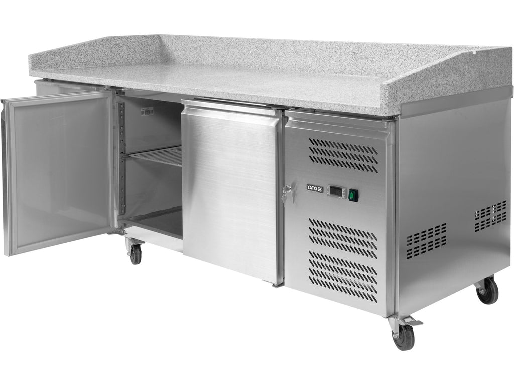 2-DEURS Gekoelde Pizzatafel Met 7 Laden En Graniet Blad