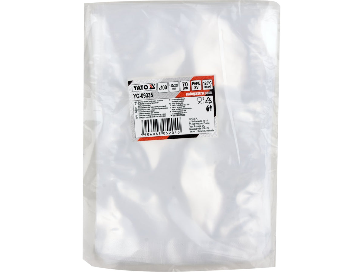 Zakken Voor Sous-Vide En Kamerverpakkingsmachines 140*200 70UM Pape Sv, 100 Stuks