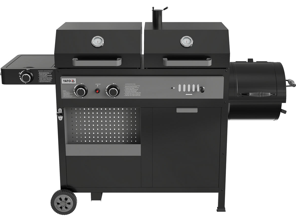 Grill 3W1, Gas + Houtskool + Roker, 8,5KW