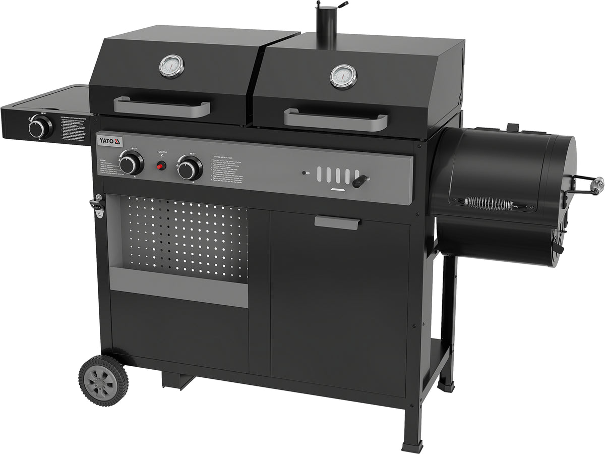 Grill 3W1, Gas + Houtskool + Roker, 8,5KW
