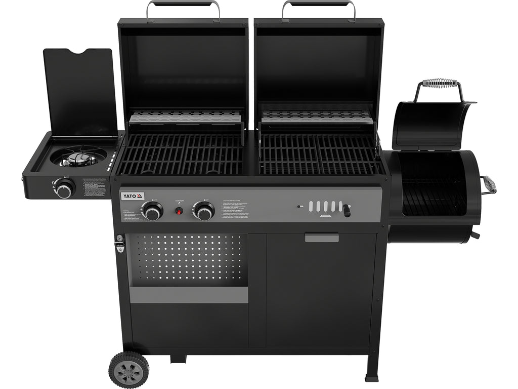 Grill 3W1, Gas + Houtskool + Roker, 8,5KW