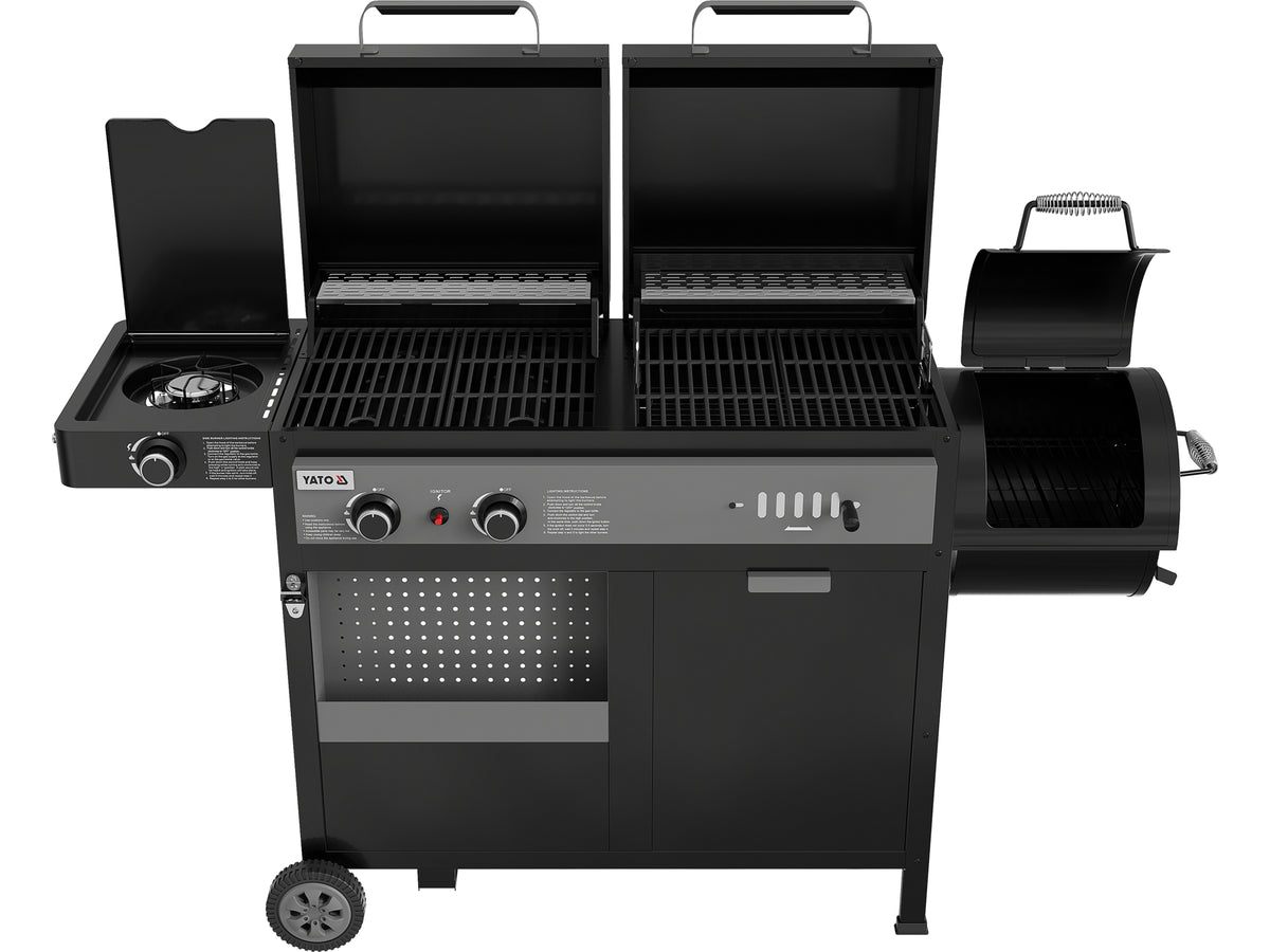Grill 3W1, Gas + Houtskool + Roker, 8,5KW