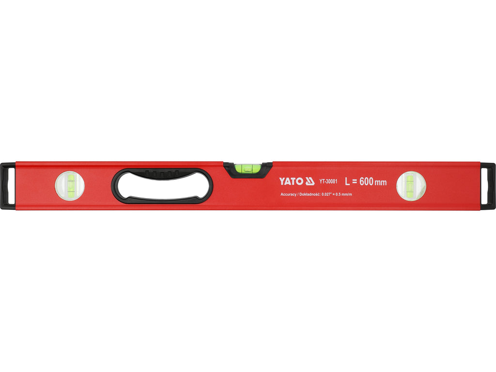 Aluminium Waterpas 600 MM Met Handgrepen, 3 Bubbels