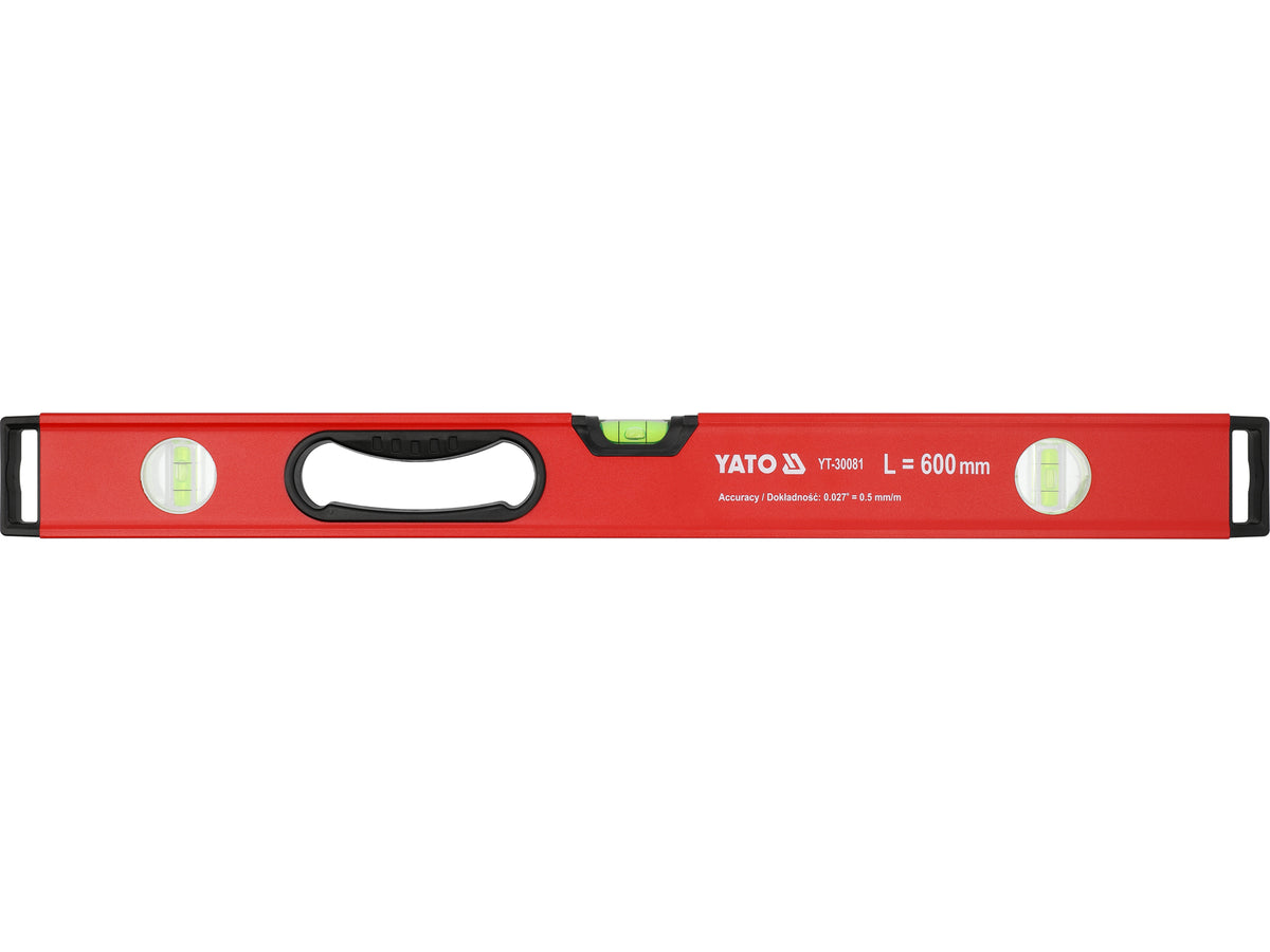 Aluminium Waterpas 600 MM Met Handgrepen, 3 Bubbels