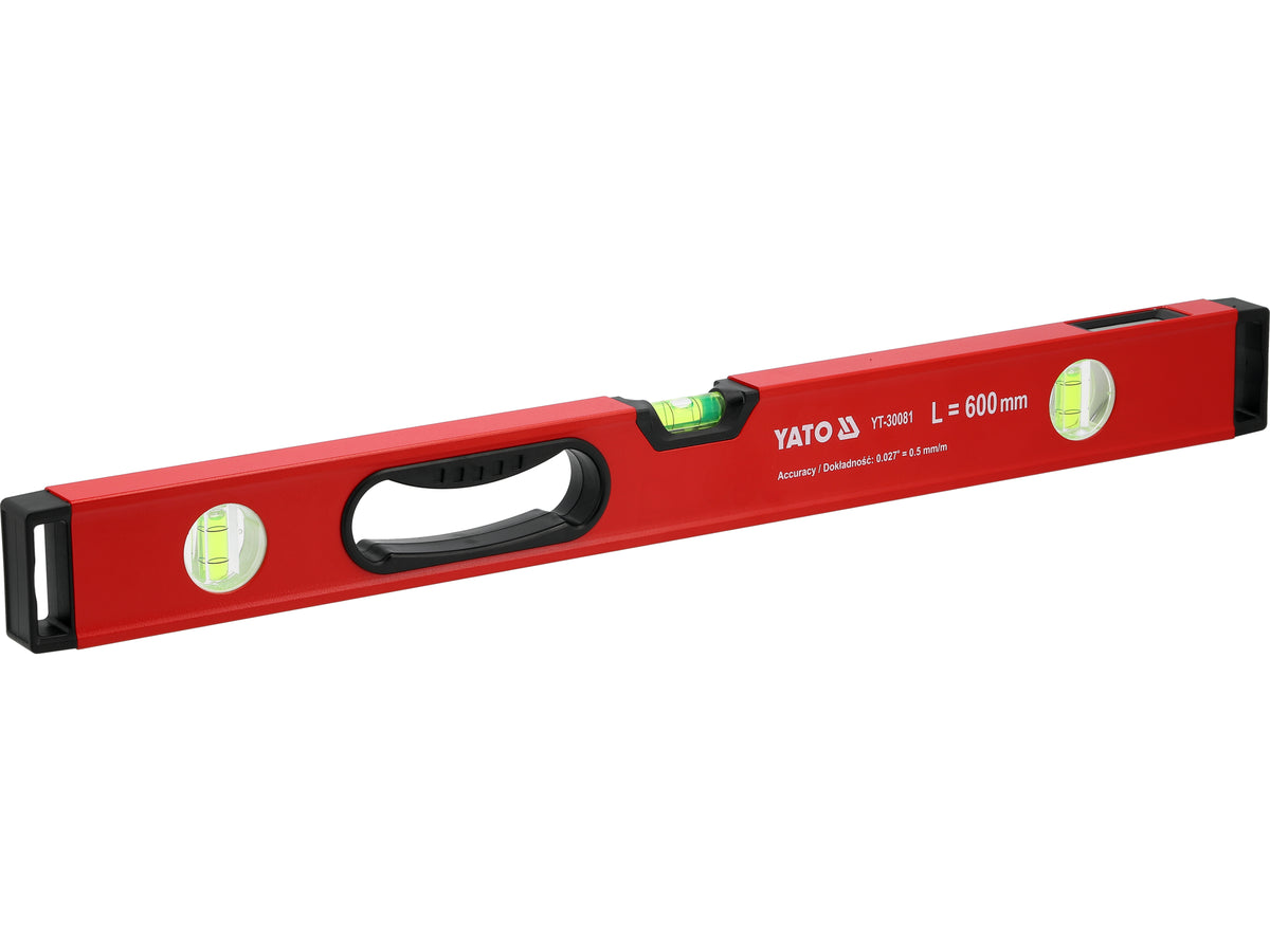 Aluminium Waterpas 600 MM Met Handgrepen, 3 Bubbels