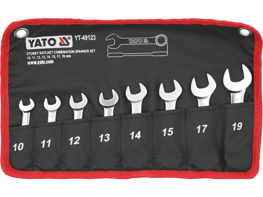 Set Korte Combinatiesleutels Met Ratel, 8 Stuks.
