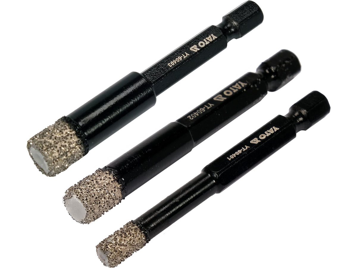 Set Diamantboorboren Voor Stonecrete, 3 Stuks. Hex