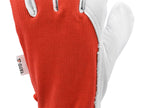 Werkhandschoenen Katoen/Leer Rood Maat. 9