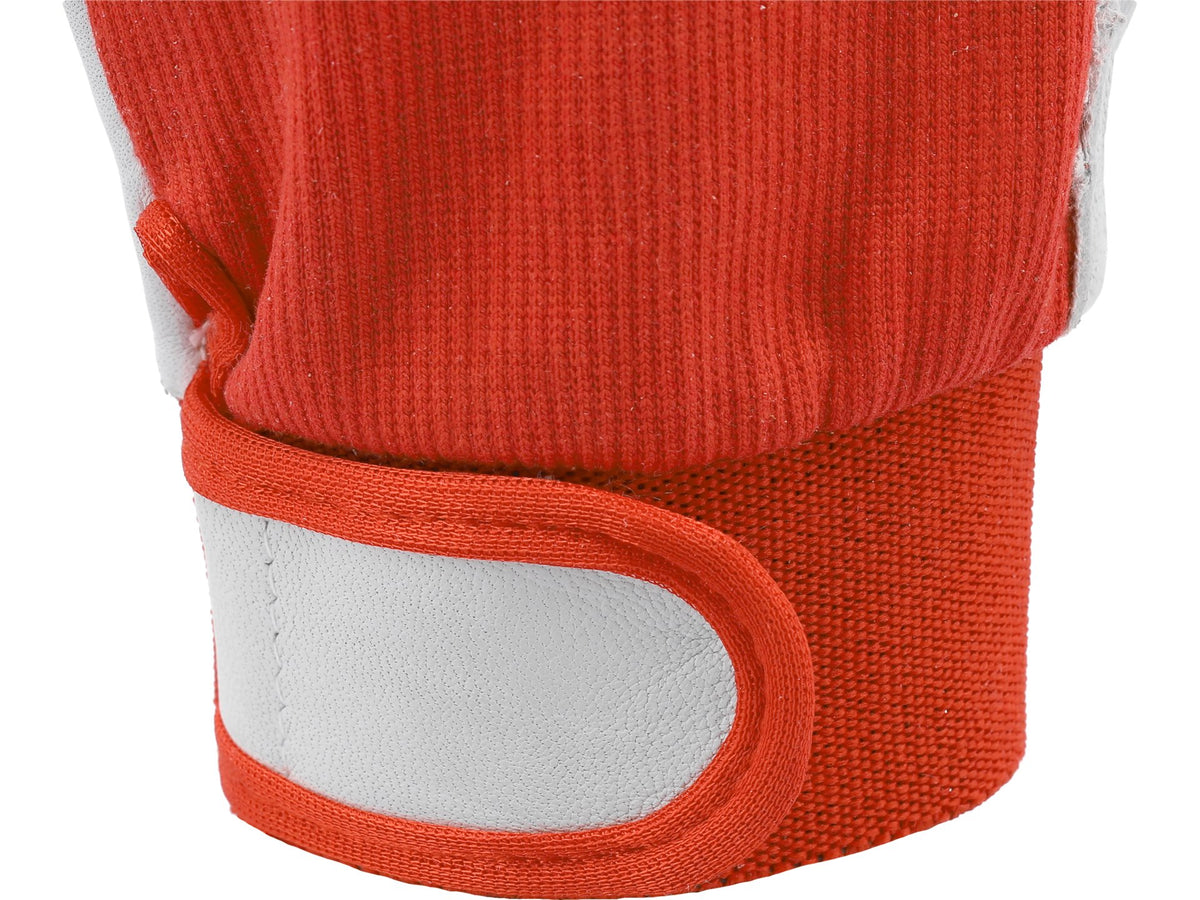 Werkhandschoenen Katoen/Leer Rood Maat. 9