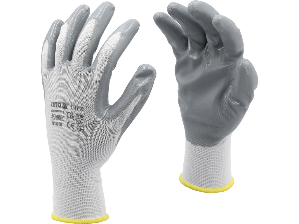 Beschermende Nylon Handschoenen Gecoat Met Oliebestendig Nitriel Maat 9