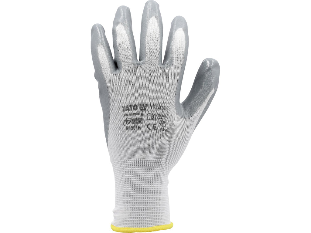 Beschermende Nylon Handschoenen Gecoat Met Oliebestendig Nitriel Maat 9
