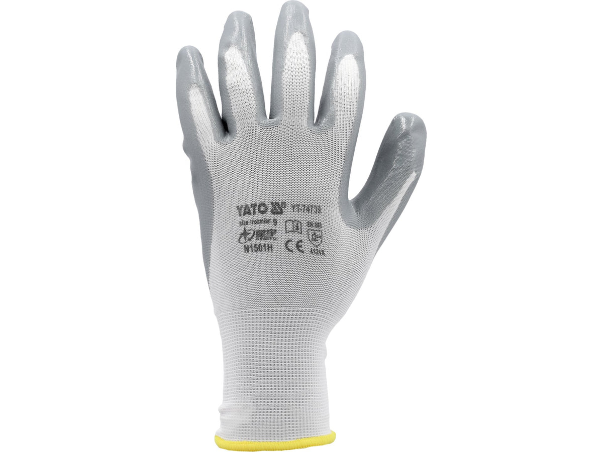 Beschermende Nylon Handschoenen Gecoat Met Oliebestendig Nitriel Maat 9