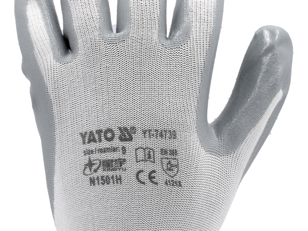 Beschermende Nylon Handschoenen Gecoat Met Oliebestendig Nitriel Maat 9