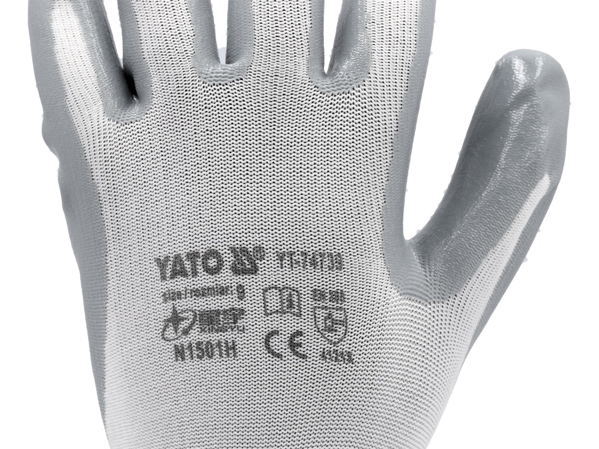 Beschermende Nylon Handschoenen Gecoat Met Oliebestendig Nitriel Maat 9
