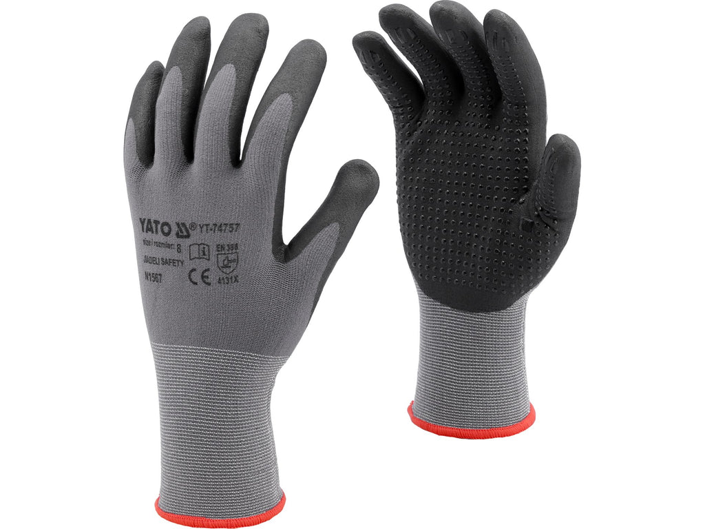 Beschermende Nylon Handschoenen Gecoat Met Geschuimd Nitril Met Anti-Slip Stippen Maat 10