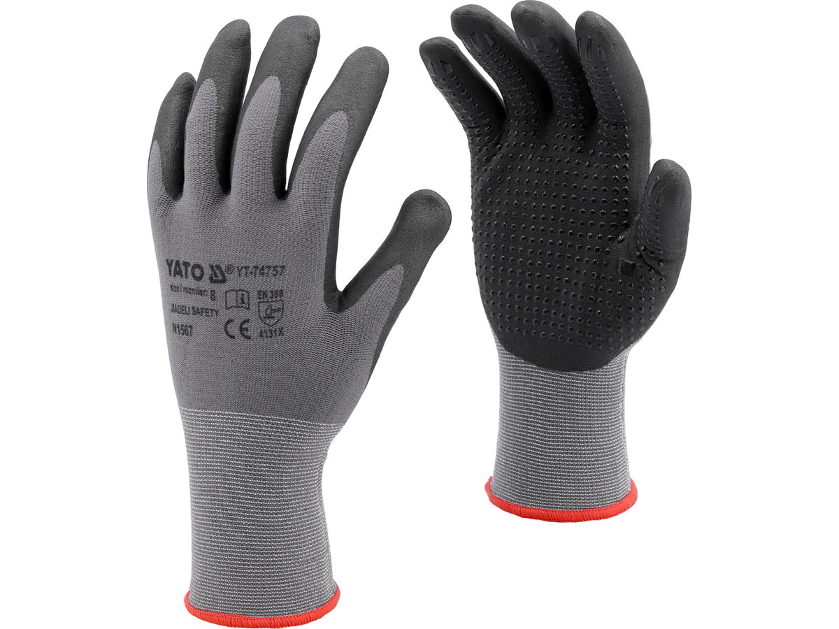 Beschermende Nylon Handschoenen Gecoat Met Geschuimd Nitril Met Anti-Slip Stippen Maat 10