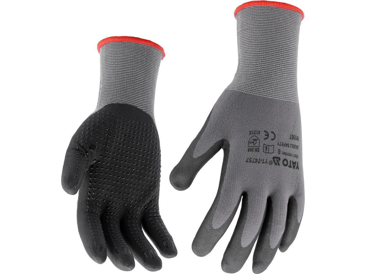 Beschermende Nylon Handschoenen Gecoat Met Geschuimd Nitril Met Anti-Slip Stippen Maat 10