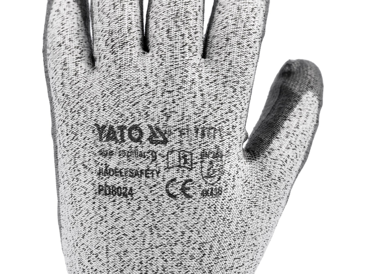 Hppe Anti-Snijbeschermende Handschoenen, Zwart Pu Gecoat, Maat 9