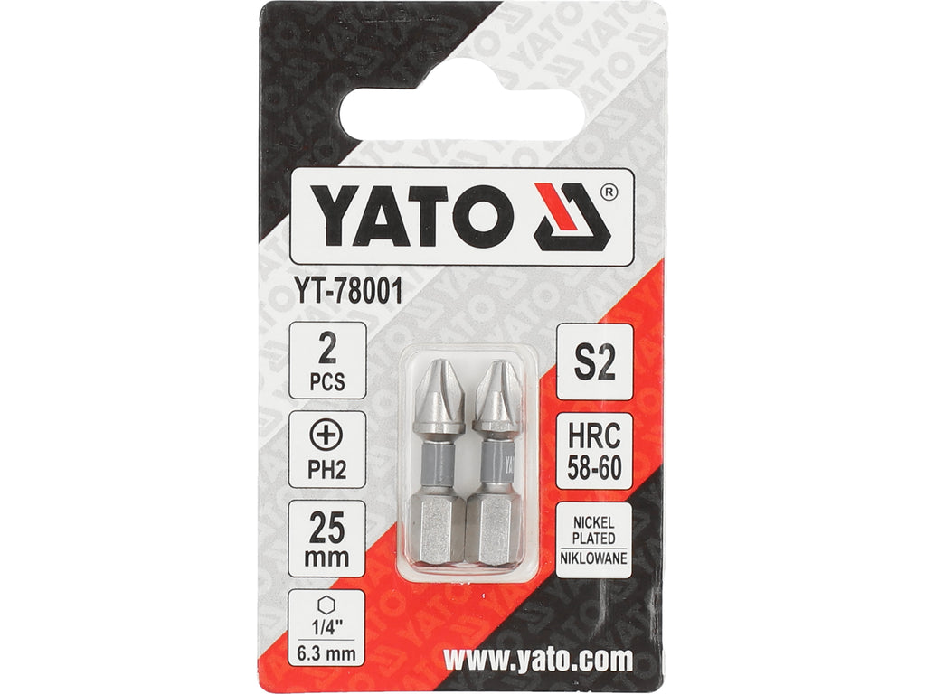 Bits 1/4''X25 MM PH2 2 Stuks Ni
