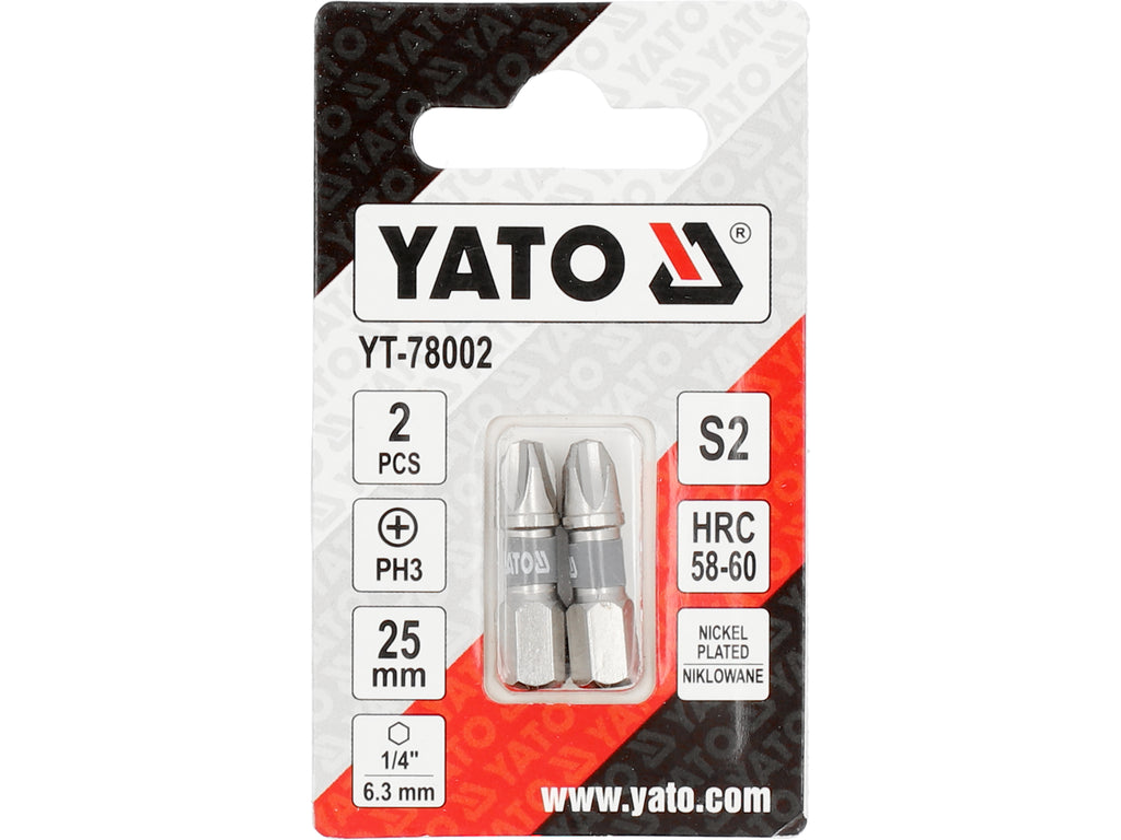 Bits 1/4''X25 MM PH3 2 Stuks Ni