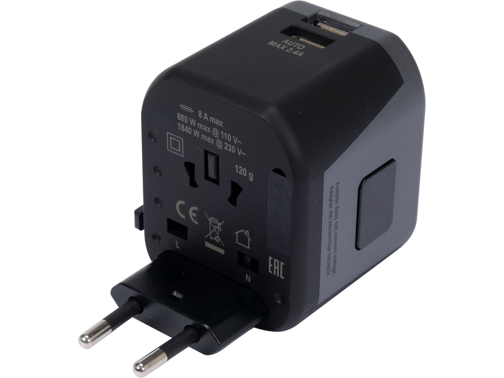 Universele Reisadapter Voor Meer Dan 150 Landen Met 2 X Usb-Lader 5V/2.4A