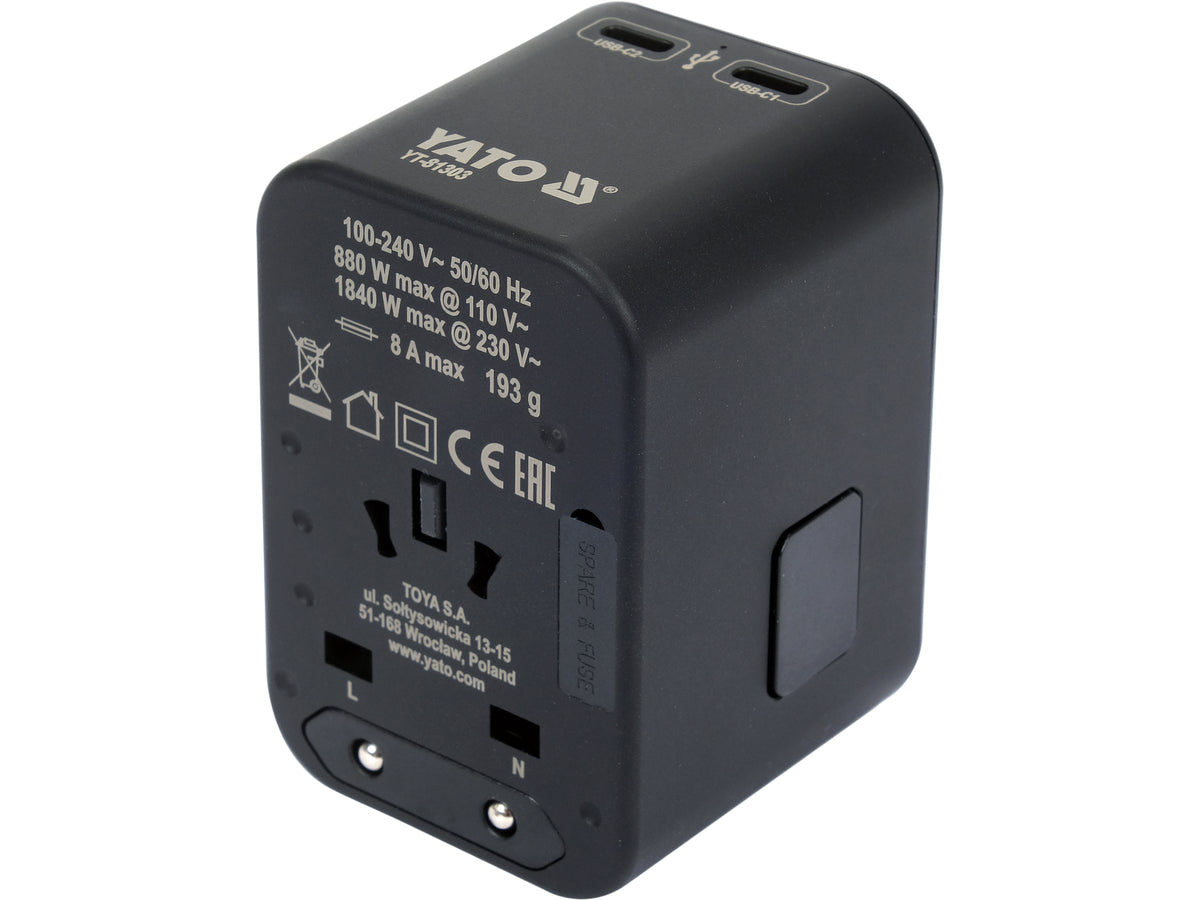 Reisadapter Voor Meer Dan 150 Landen Usb-C Pd 65W