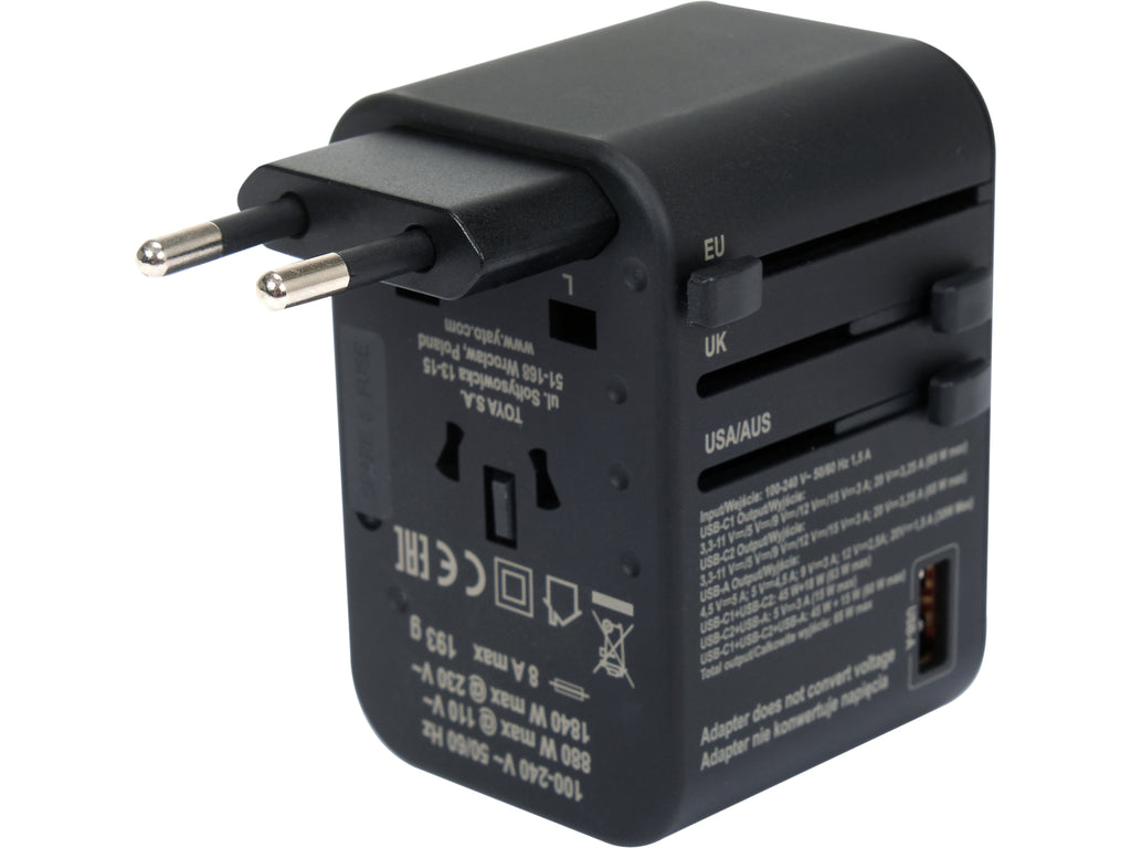 Reisadapter Voor Meer Dan 150 Landen Usb-C Pd 65W