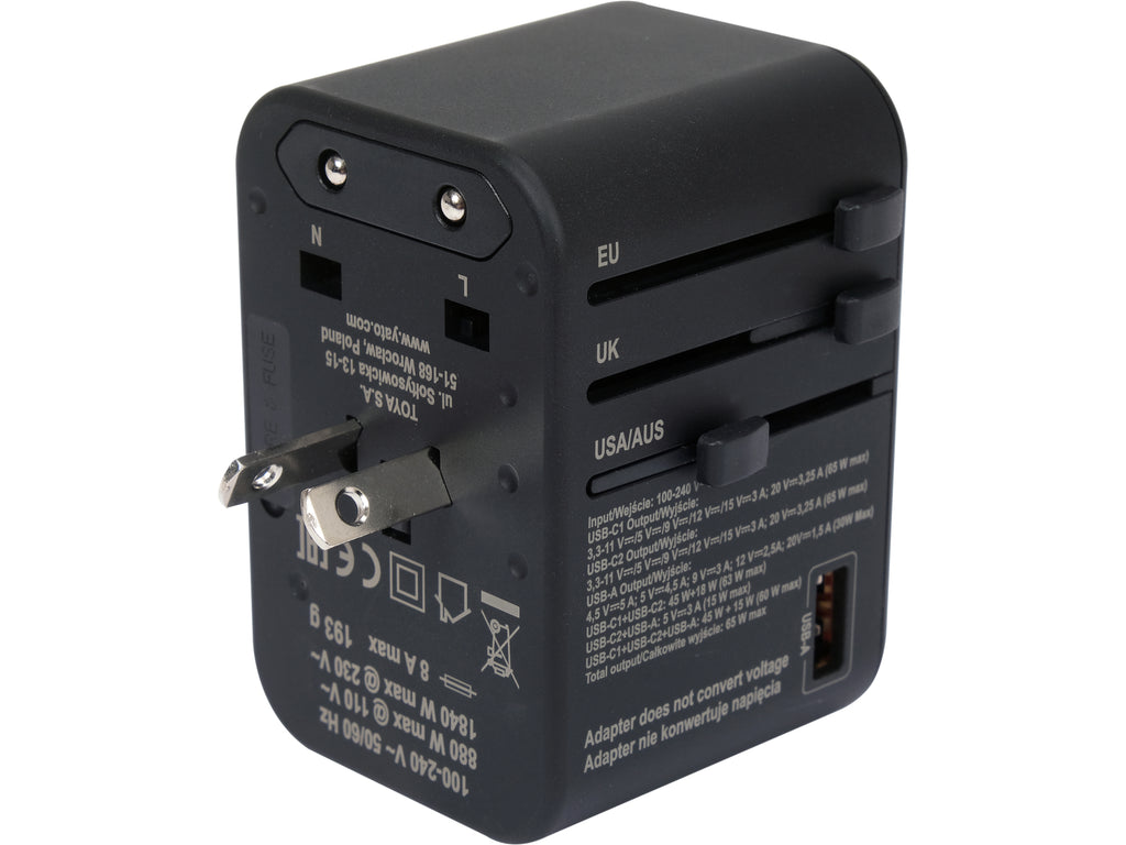 Reisadapter Voor Meer Dan 150 Landen Usb-C Pd 65W