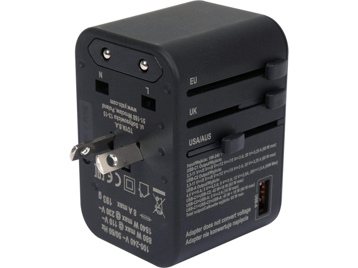 Reisadapter Voor Meer Dan 150 Landen Usb-C Pd 65W
