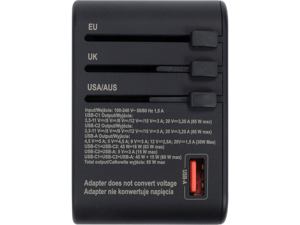 Reisadapter Voor Meer Dan 150 Landen Usb-C Pd 65W