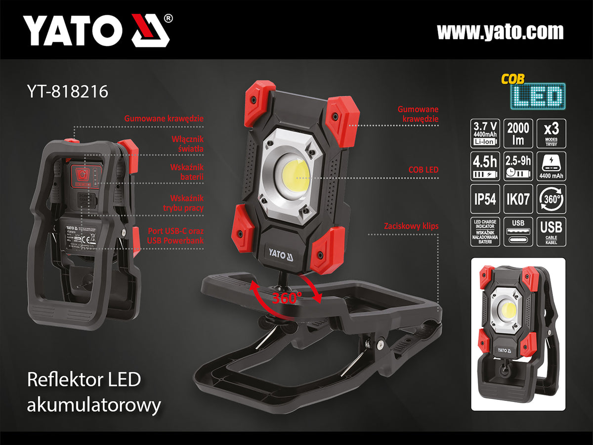 Draagbare Schijnwerper 20W 2000LM Met Klem
