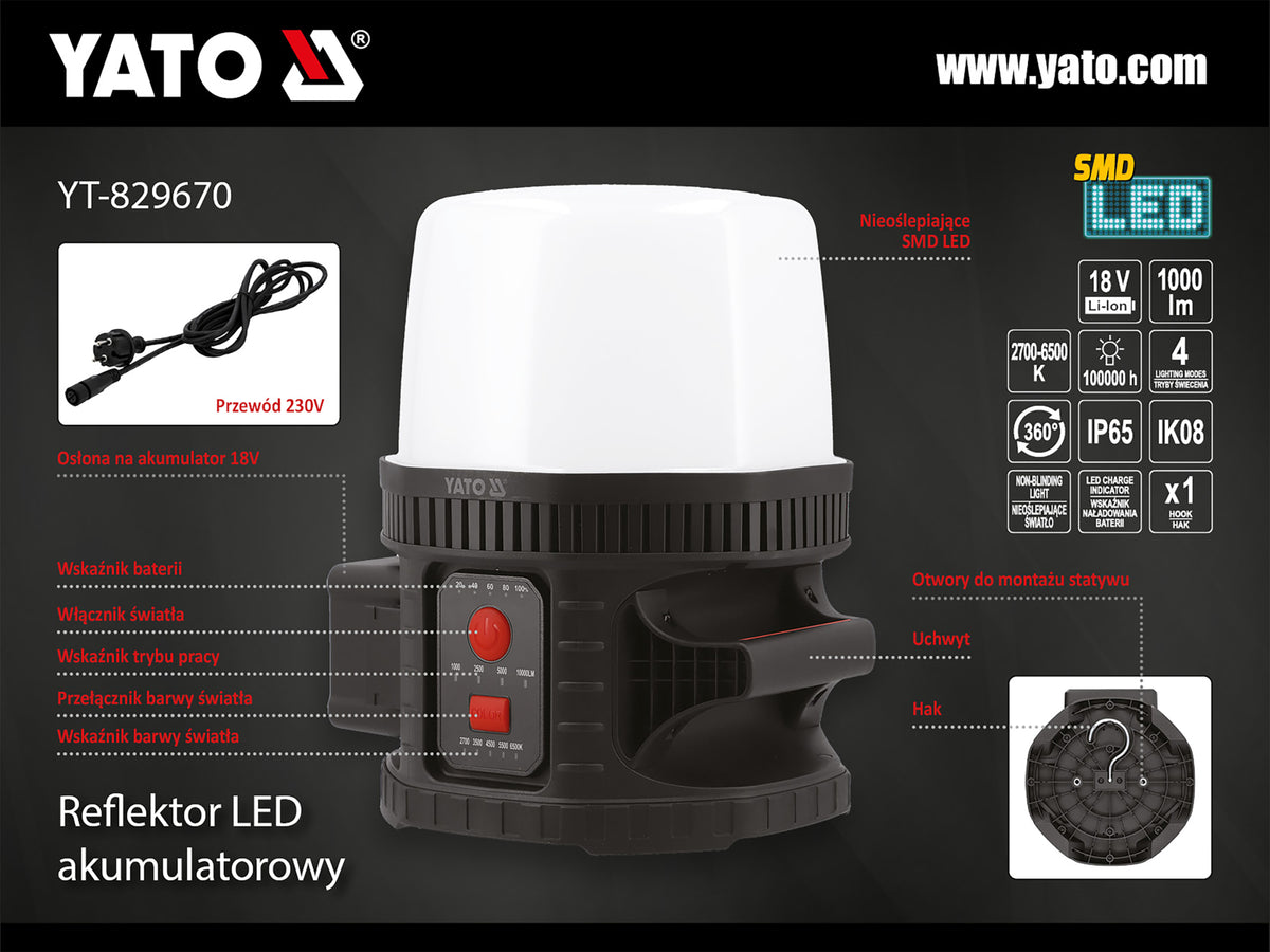 Reflector 18V ​​10000lm 360°, IK08