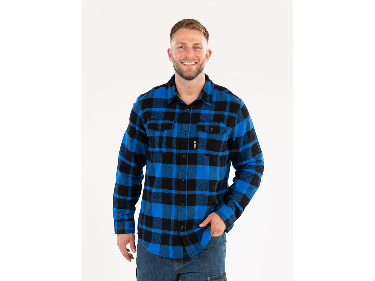 Flanellen Overhemd, Blauw, Maat. L