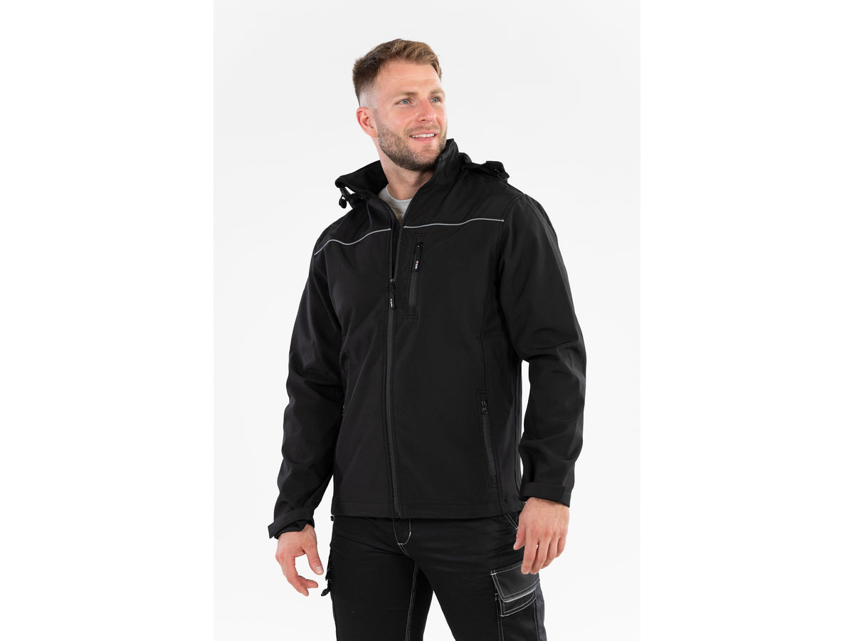 Softshell Jas Met Kap Obsidian Maat. M